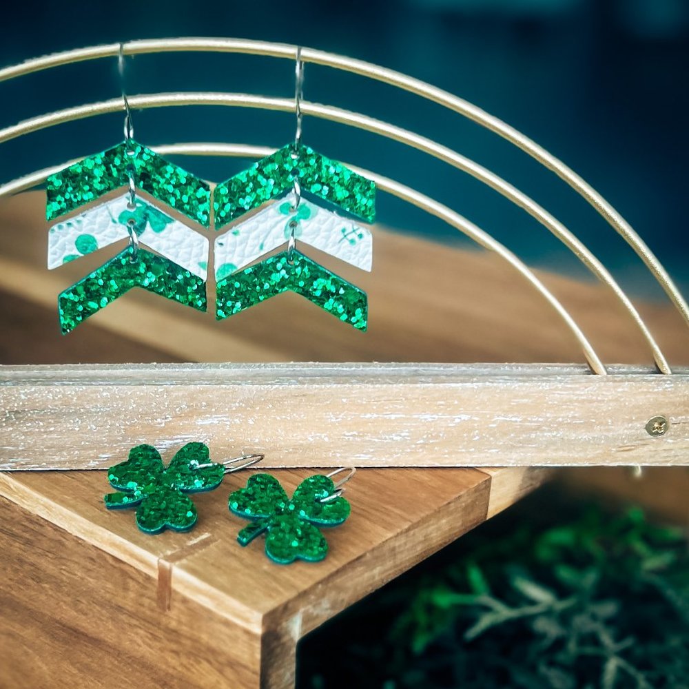 Handmade Shamrock Earrings Set